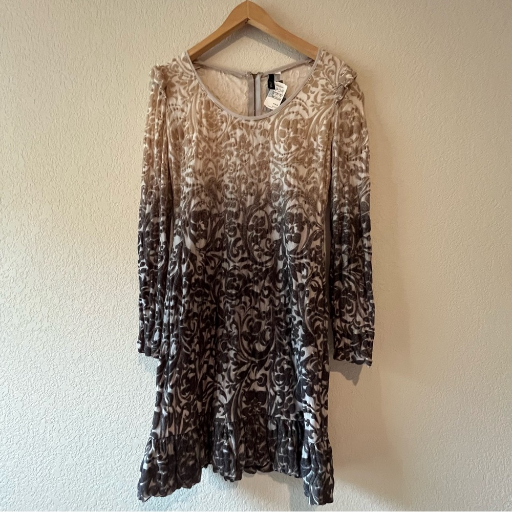 NWT Sine Ombré Crushed Velvet Paisley Western Artsy A-line Midi Dress Size M